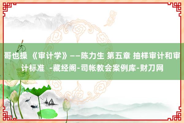 哥也操 《审计学》——陈力生 第五章 抽样审计和审计标准  -藏经阁-司帐教会案例库-财刀网