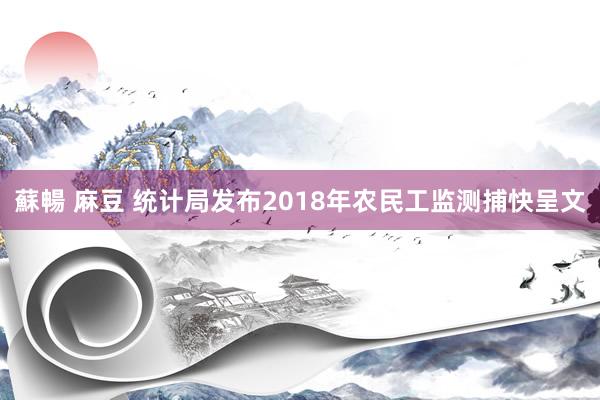 蘇暢 麻豆 统计局发布2018年农民工监测捕快呈文